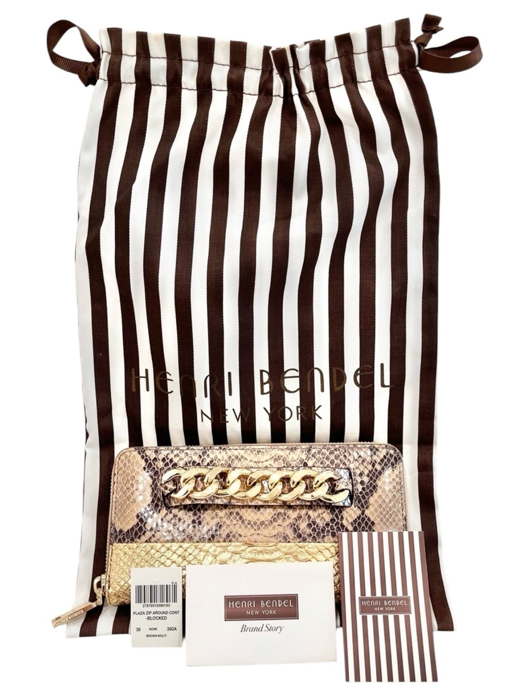 Henri‎ Bendel Plaza Zip Around Continental Wallet/Clutch Python Embossed Leather